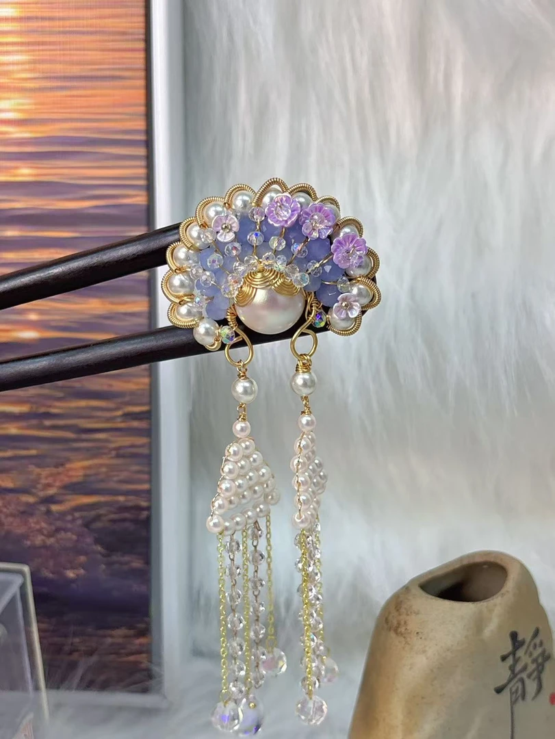 炑歌J460发饰中式纯手工国风百搭时尚发簪15公分刀马旦