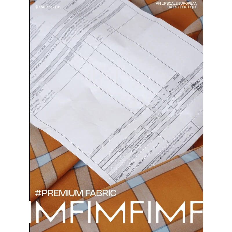 G&CC 棉+VI 橘色格纹衬衫布料面料 磨毛感色织工艺 幅宽145CM