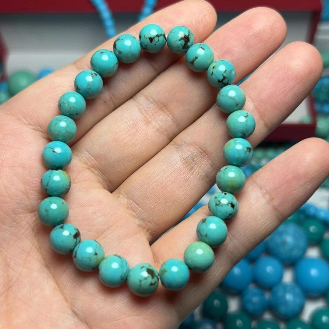 卡8+绿大花珠子手链