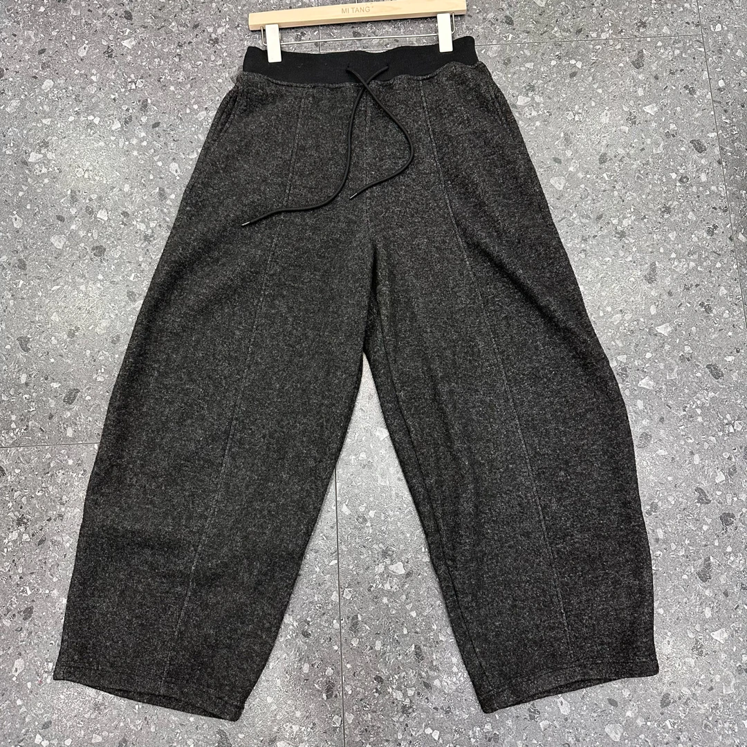 1822大码毛呢加绒阔腿休闲裤