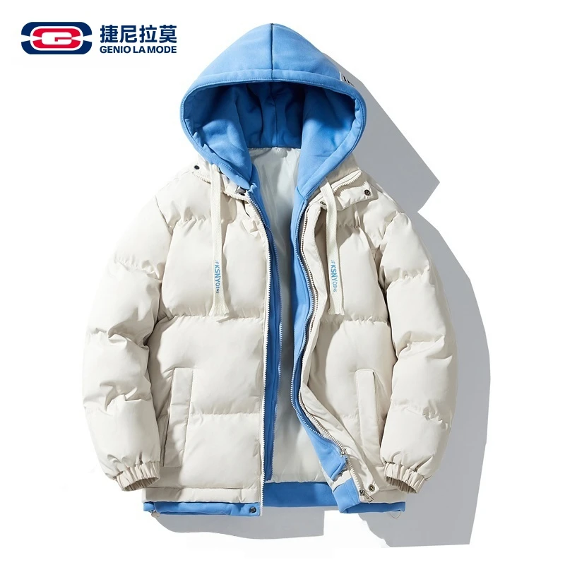 【敖瑞鹏代言】【赠小卡】捷尼拉莫潮牌棉衣冬季假两件棉服加厚外套