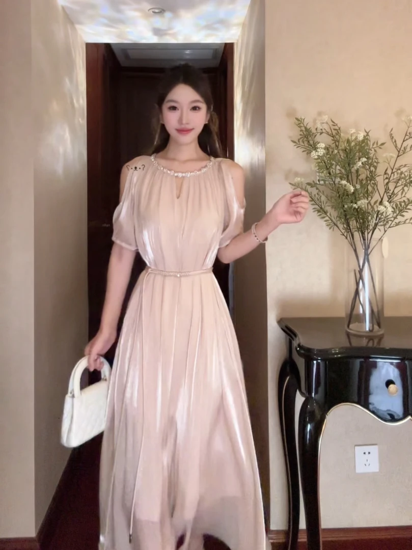 夏季A字裙连衣裙通勤裙显瘦气质轻奢时尚法式小众25032