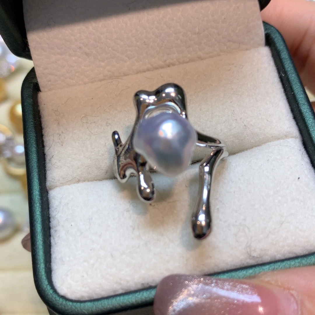海水珍珠戒指银S925镶嵌