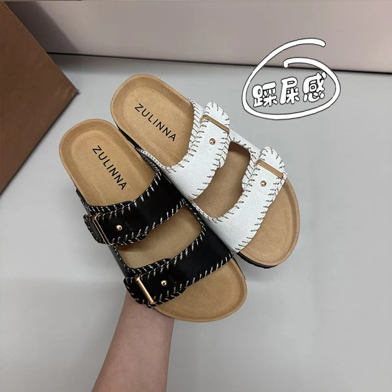 厚底勃肯鞋女鞋2025新款夏季外穿软底配裙子拖鞋小个子增高凉拖鞋