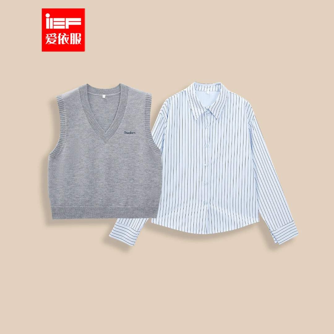 【商场同款新品】IEF/爱依服2025冬季新款上衣小众设计感两件套