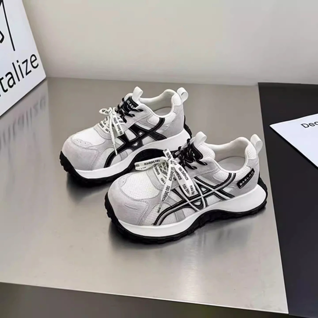 小蛮腰松糕厚底老爹鞋女2026春季新款轻便网面休闲百搭运动阿甘鞋