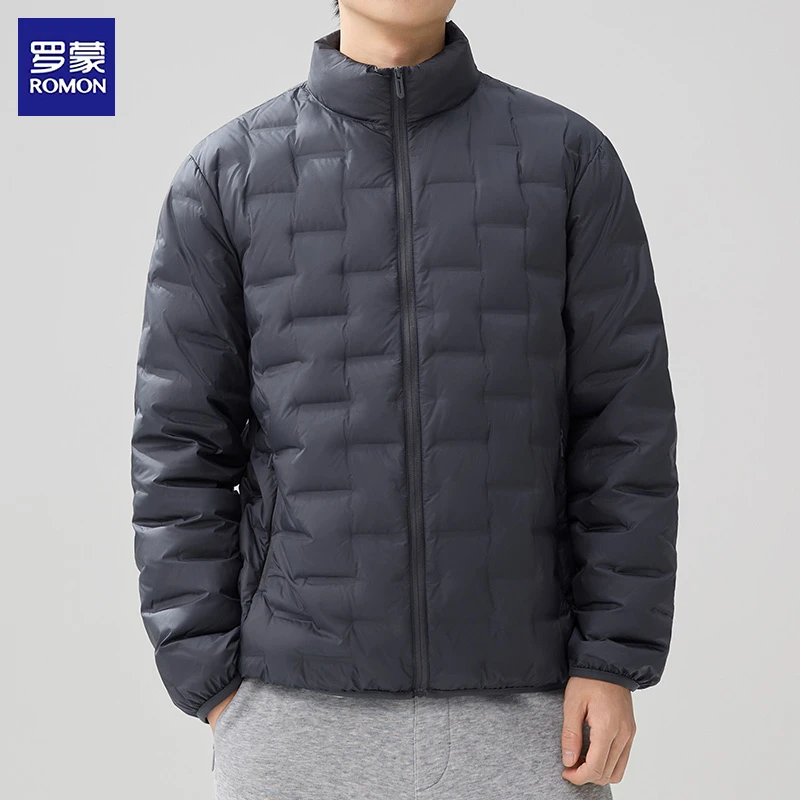 罗蒙轻薄羽绒服男短款冬季连帽立领冬装2025新款时尚休闲冬天外套