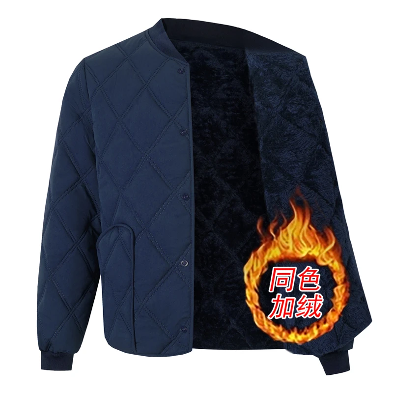 中老年男士棉衣加绒加厚冬季保暖棉服外套爸爸装棉袄爷爷大码内胆