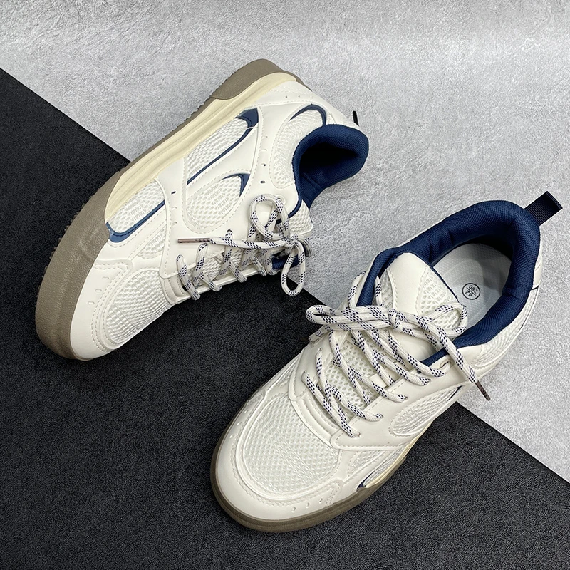 高颜值厚底面包鞋男款休闲小白鞋夏季爆款透气网面板鞋子男德训鞋