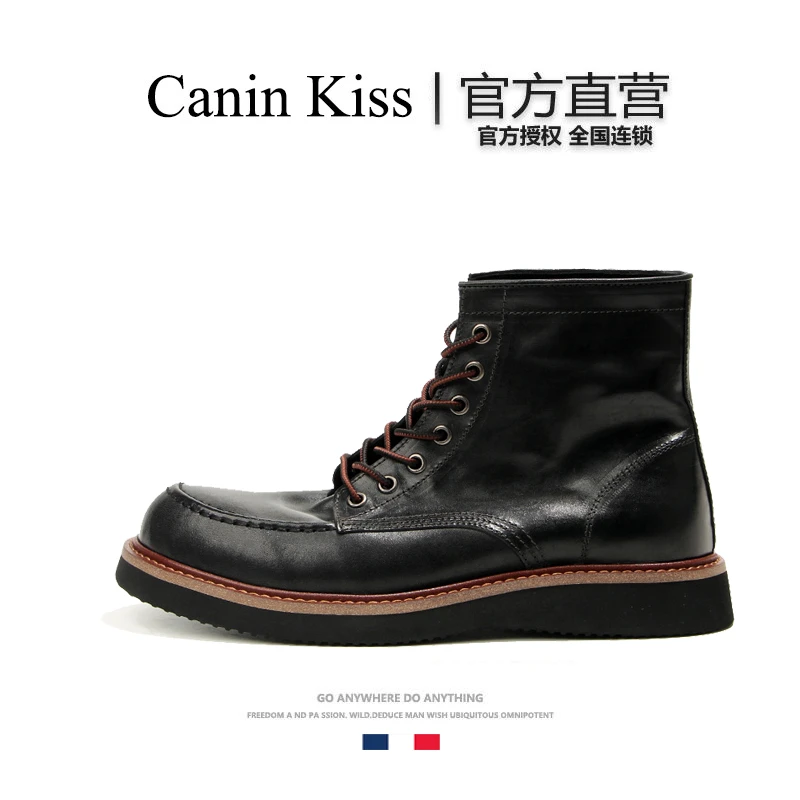 法国Canin Kiss正品高端工装靴男款真皮纯手工皮靴固特异马丁靴男