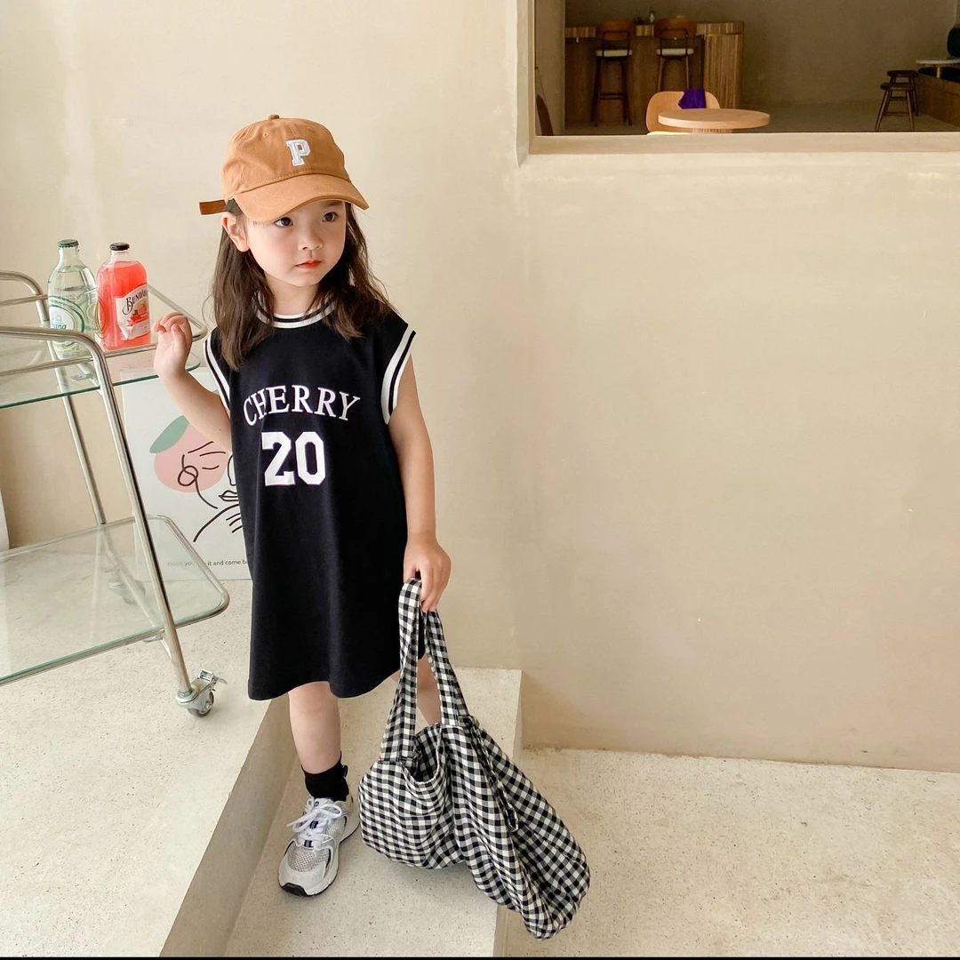 女童裙子夏季2025新款背心裙儿童时髦洋气宽松篮球裙宝宝连衣裙