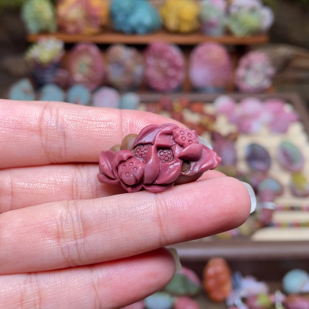玛瑙/玉髓未镶嵌珠宝半成品盐源玛瑙苏工荷花葫芦