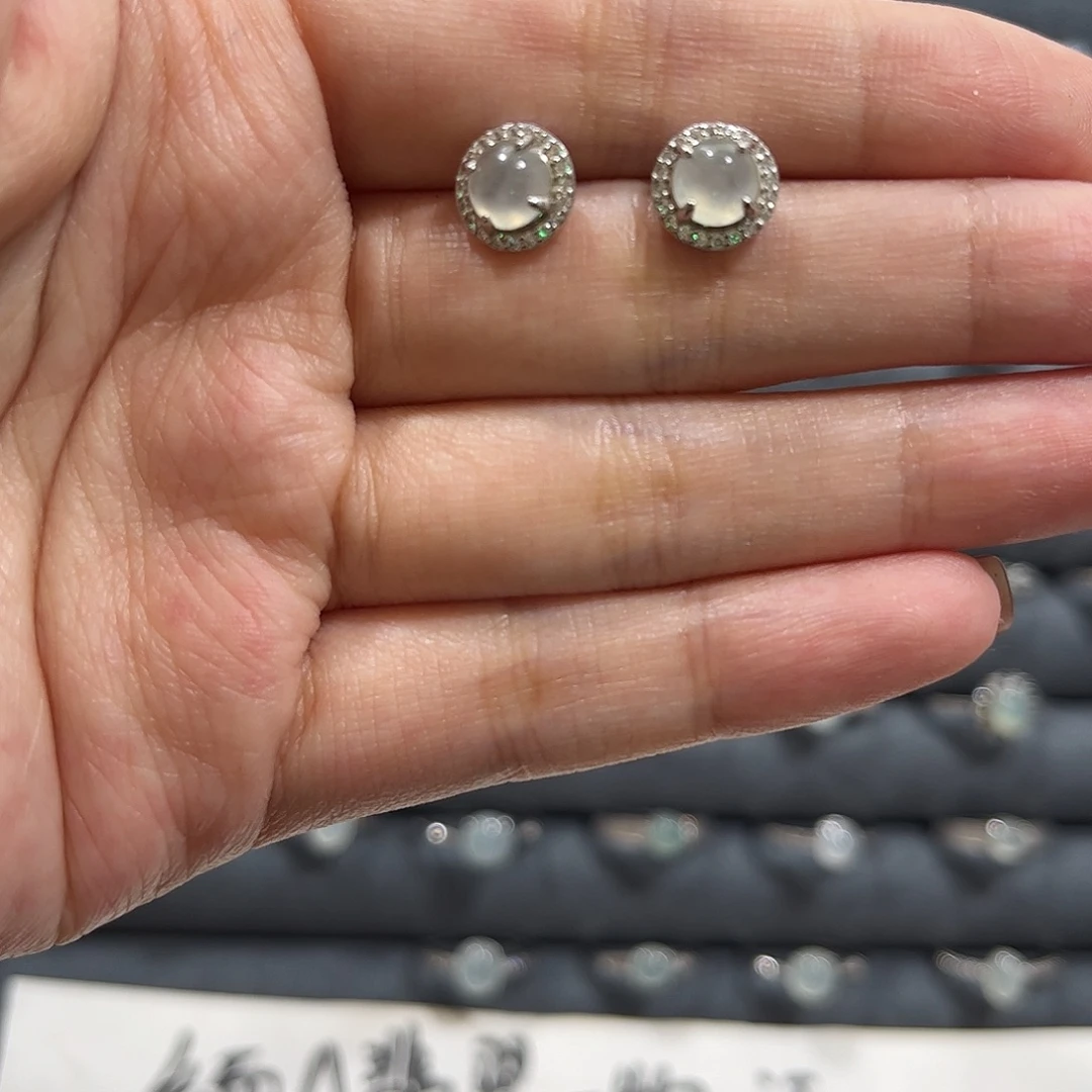 银S925镶嵌翡翠耳饰