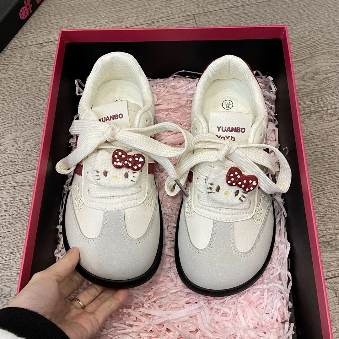 爆改小众原创KT丑萌透气薄底德训鞋女2025新款夏季百搭泡芙板鞋子