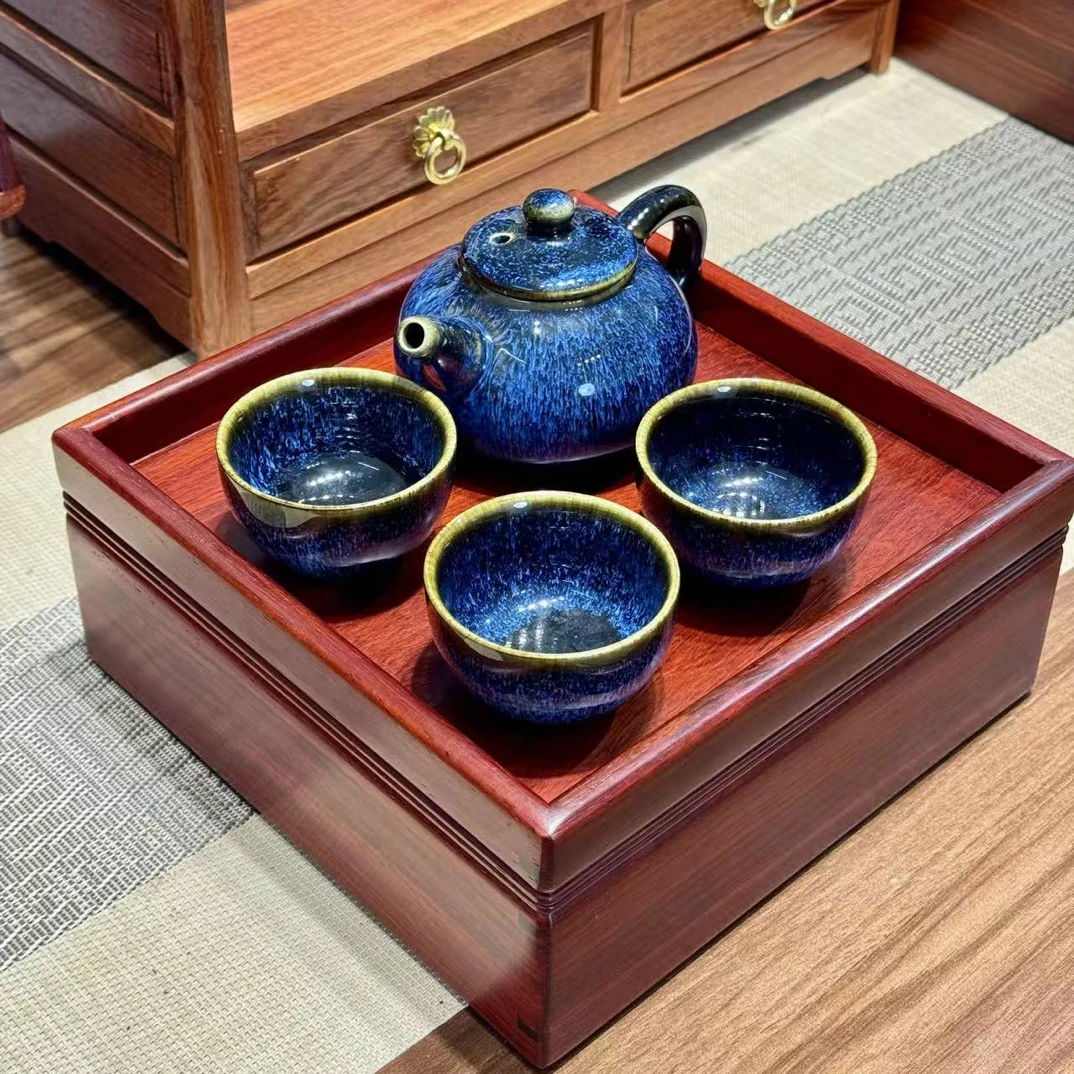 新款实木收纳盒茶饼收纳整理盒象棋盒带抽屉榫卯结构