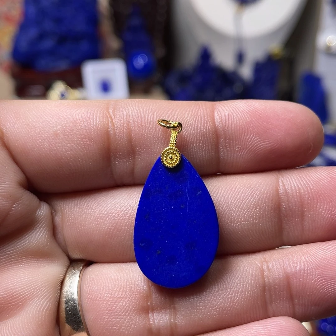 青金石银S925镀金镶嵌开播福利！水滴吊坠（不含链）