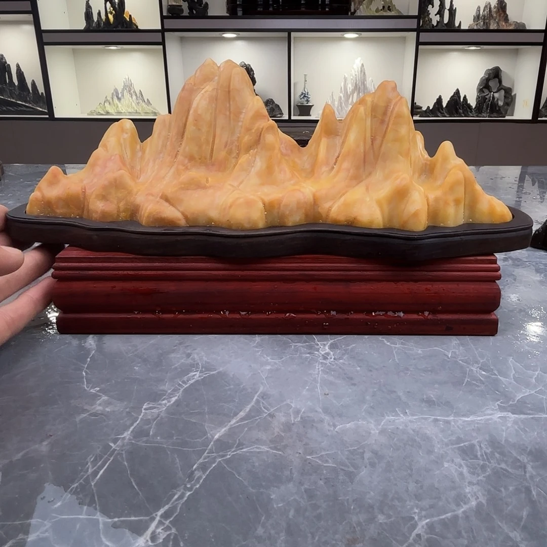 欣***多石材灵璧石雕刻山峰摆件