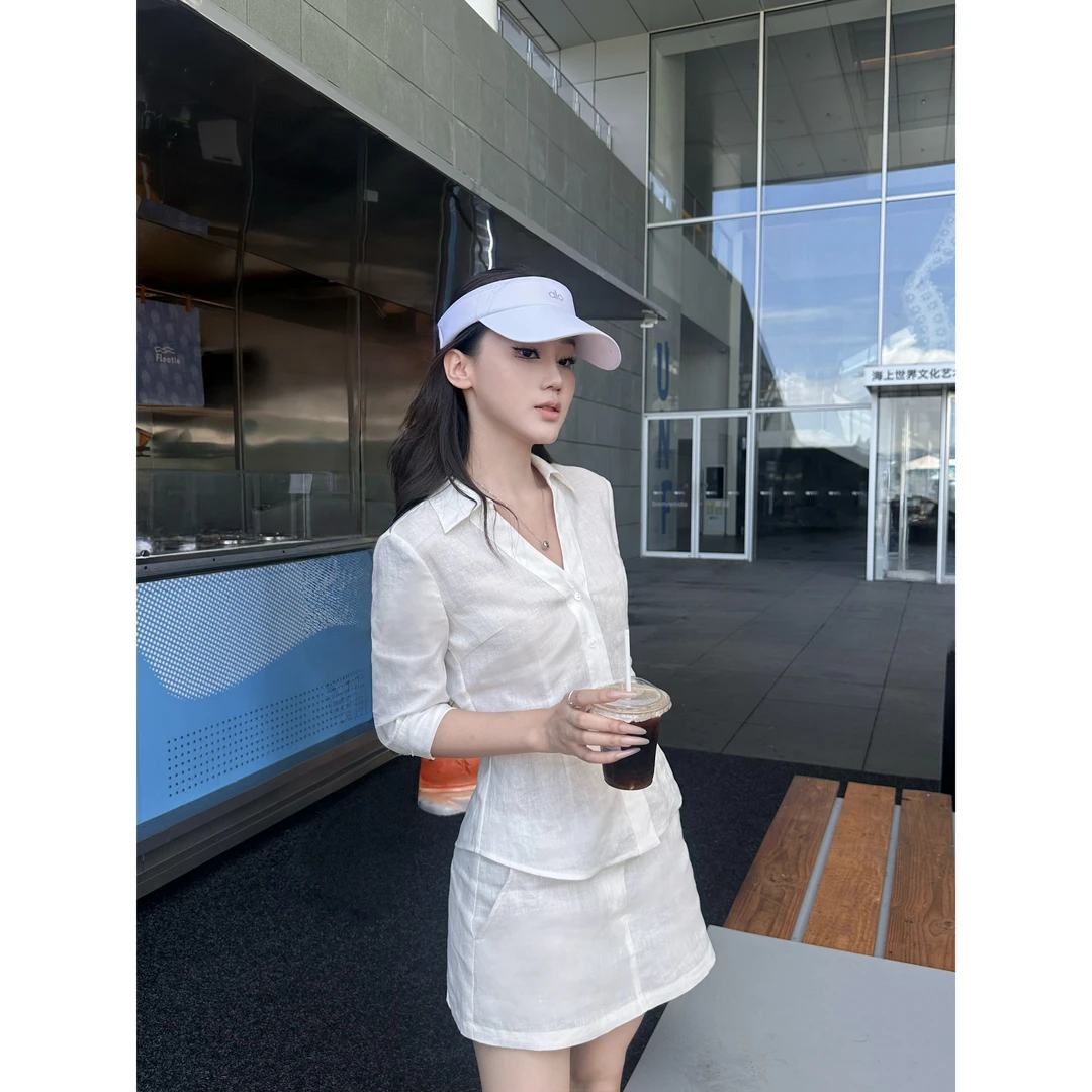 5werkwen 智性氧气感 1OO亚麻清冷感贵系衣服衬衫半身裙短裙35-20