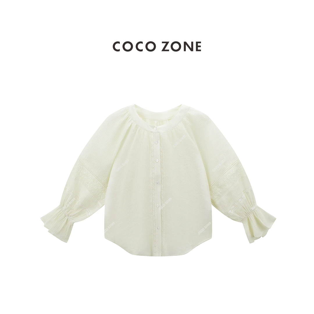 COCO ZONE夏季温柔设计感长袖衬衫百搭简约复古上衣CC2B0912