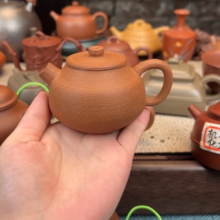 根***雕茶壶紫砂桃花泥巨轮130c