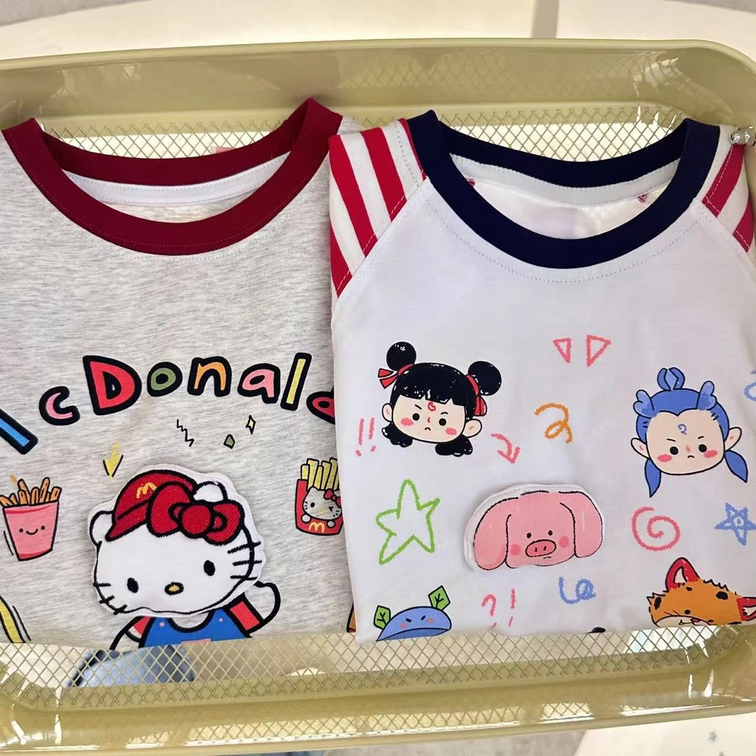 【哪吒KT】XZM女童哪吒KT短袖t恤儿童洋气半袖上衣童装1630（汉服）