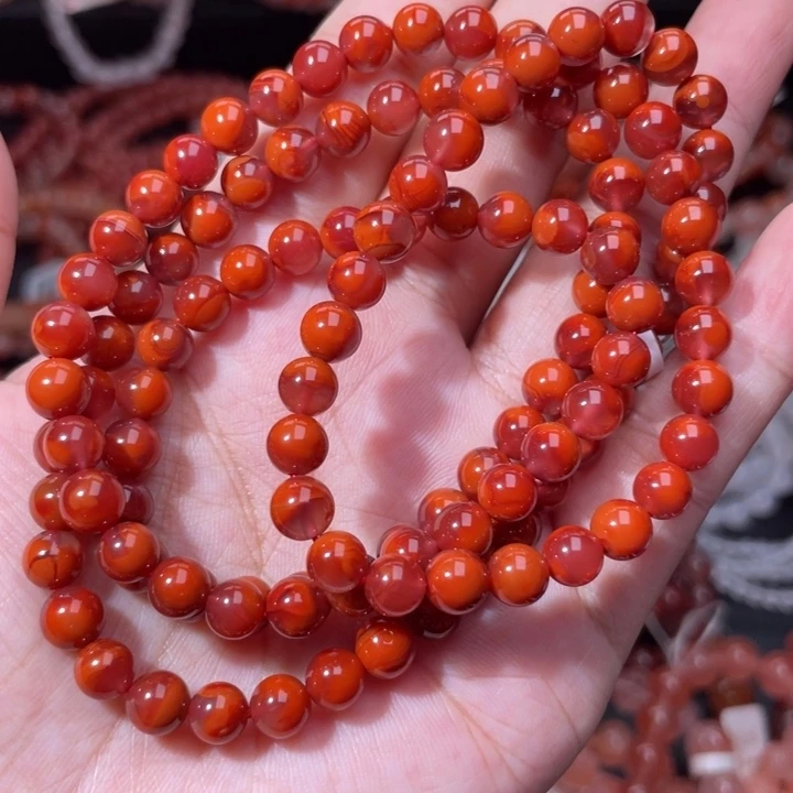 南红玛瑙未镶嵌火焰纹多圈6+（40416）