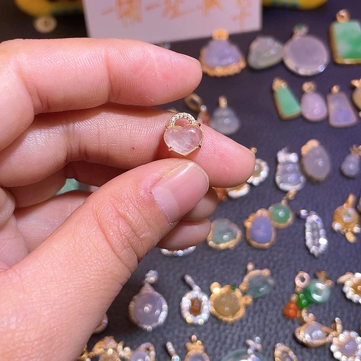 翡翠银S925镶嵌吊坠(不含链)天然翡翠