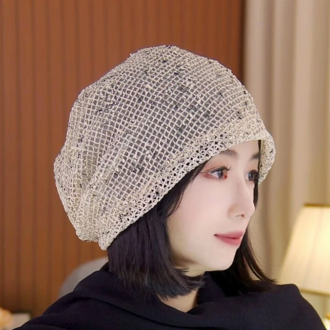 秋季新款堆堆帽女薄款宽松遮白发显脸小韩版时尚百搭针织包头帽
