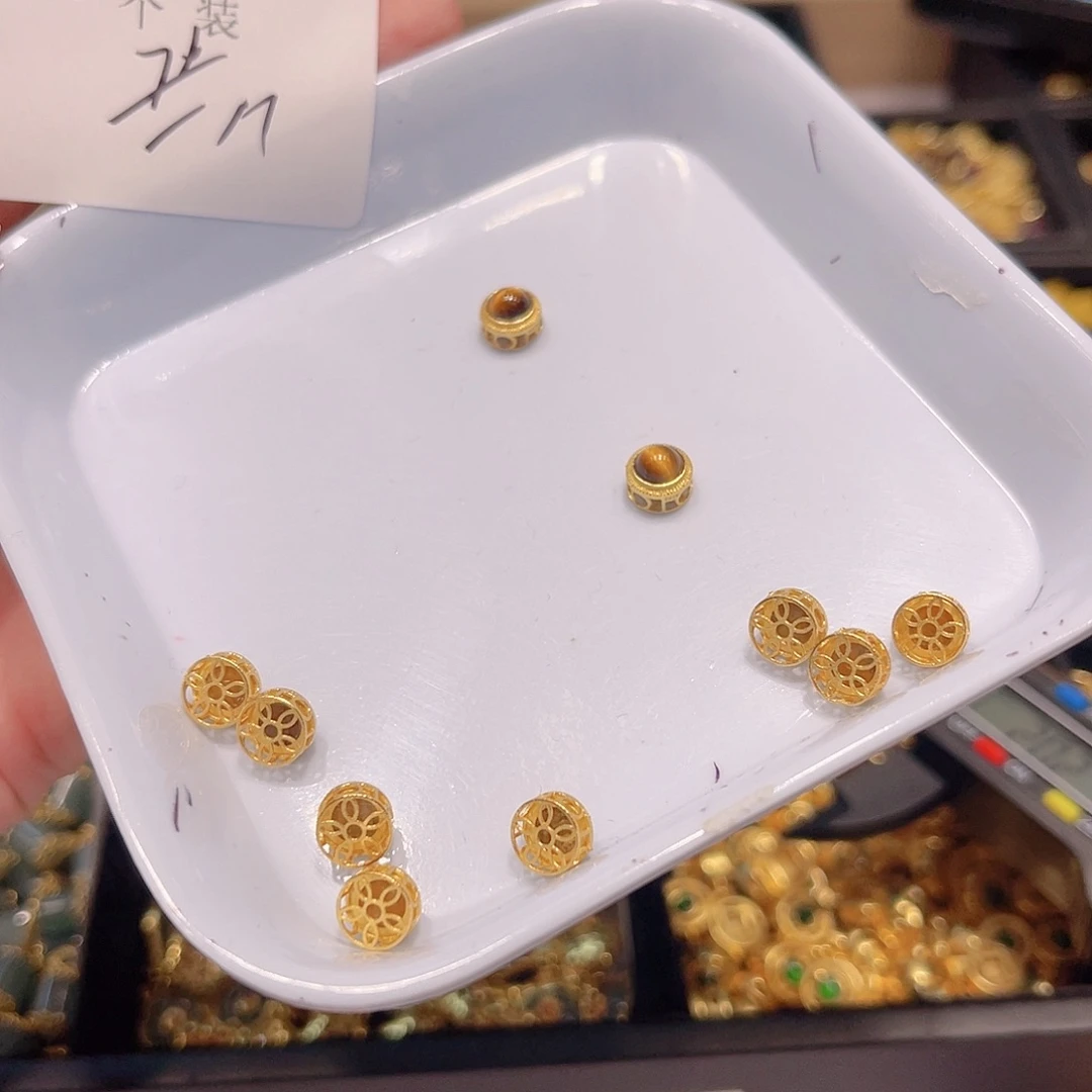 水晶珠宝半成品银S925镀金镶嵌97 。