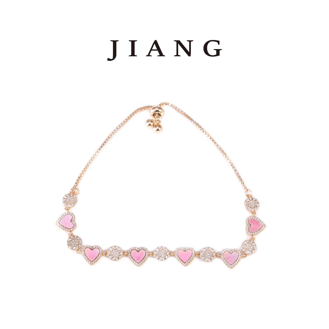 铜合金贝壳手链 CNC精工锆石 爱心手链2353