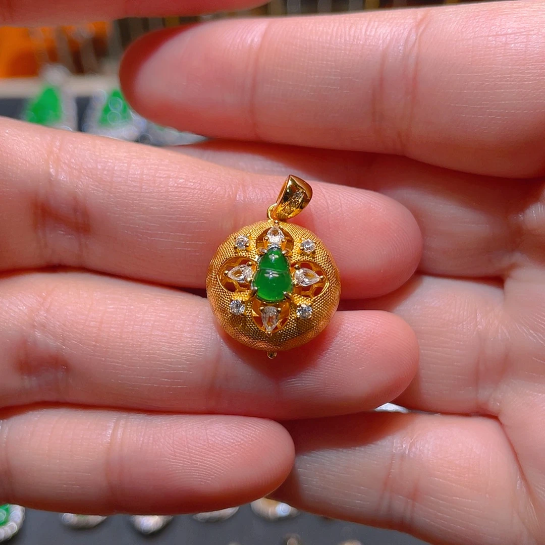 翡翠银S925镶嵌吊坠(不含链)