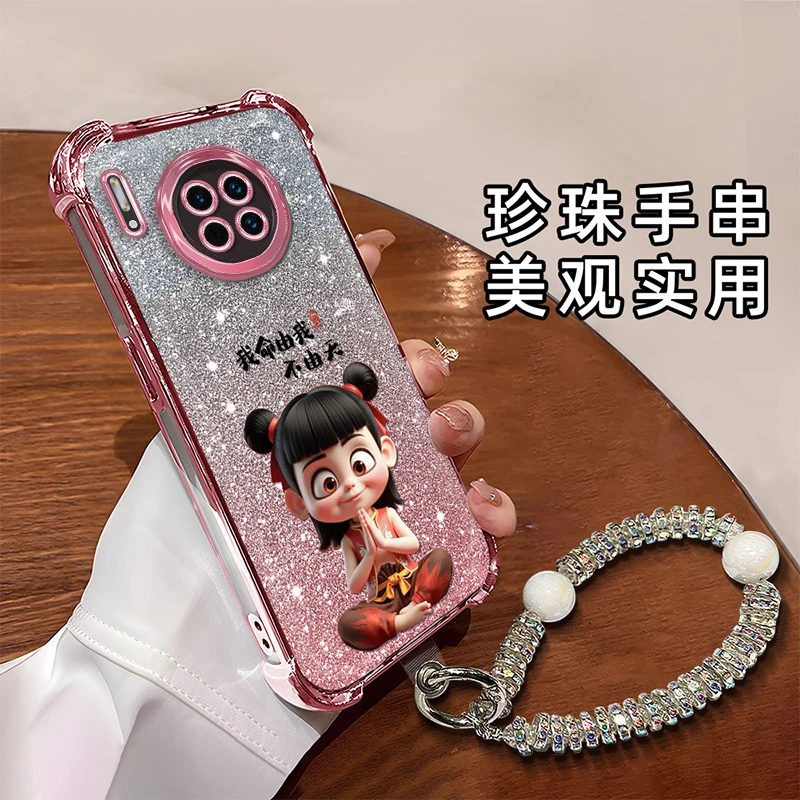 适用于【华为】Mate30/E创意卡通可爱打坐小孩全包防摔四角气囊软壳