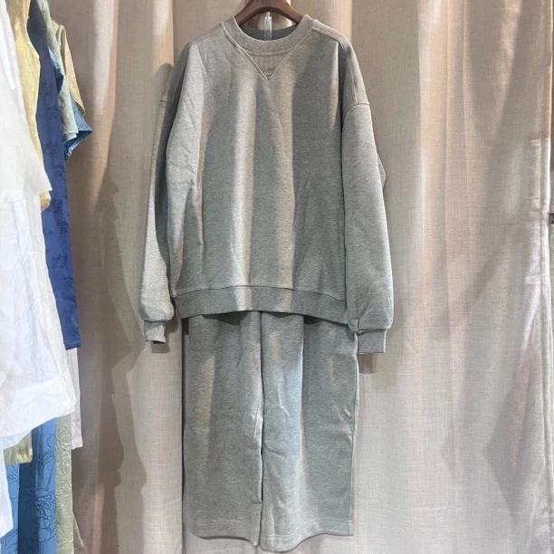 圆领复古植绒卫衣套装