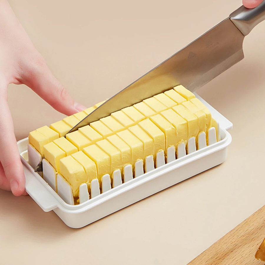 黄油盒可切割家用透明加厚大号长方形冰箱密封保鲜黄油收纳盒