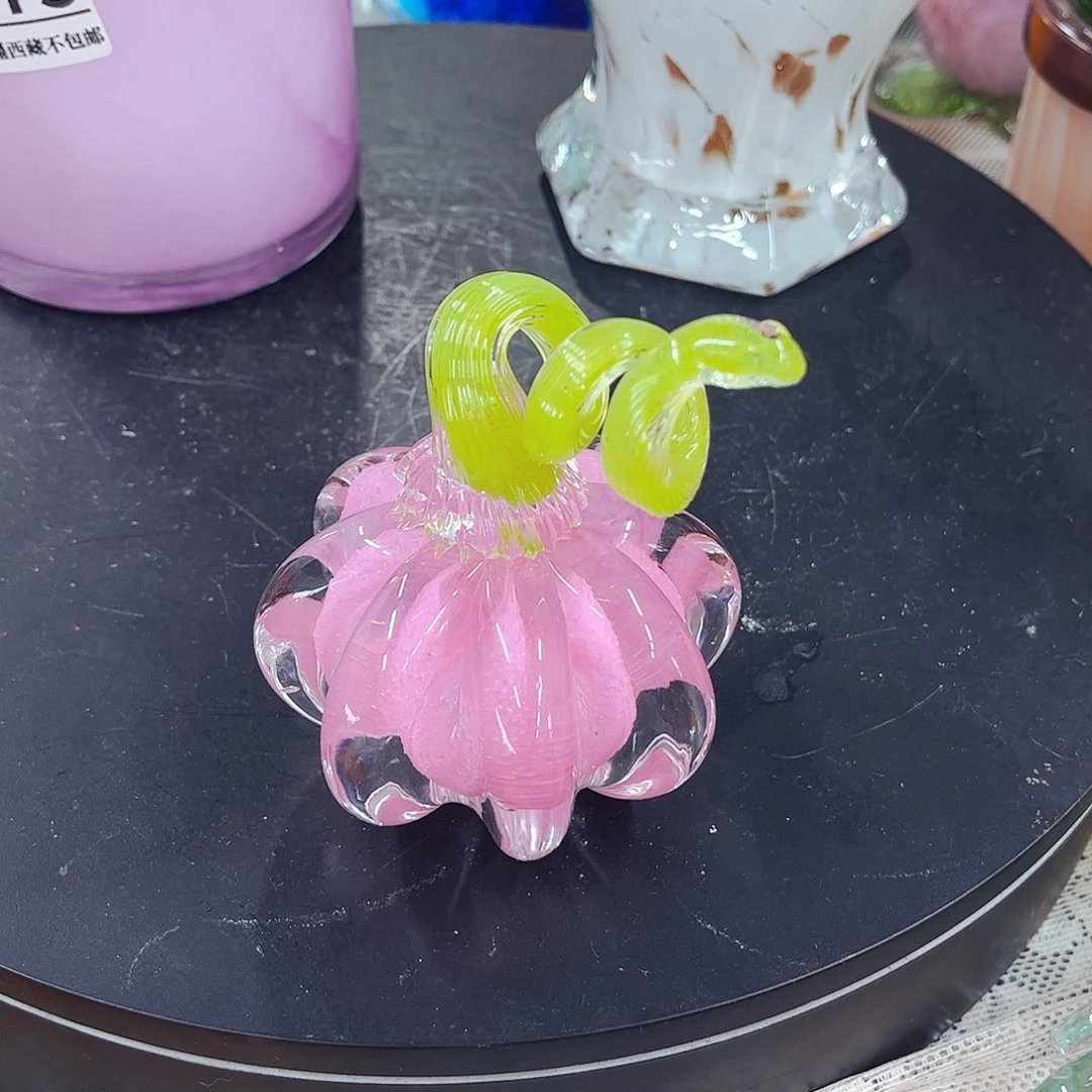 粉南瓜实心 家悦琉璃花瓶摆件