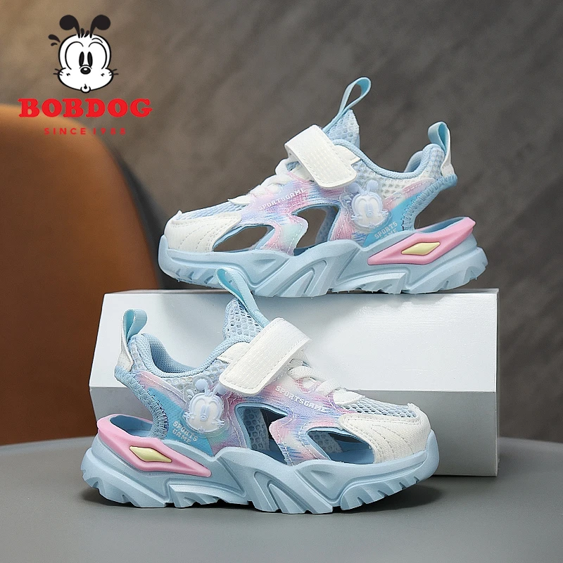 Bobdog/巴布豆2025夏季新款男女童凉鞋包头软底户外儿童时尚凉鞋
