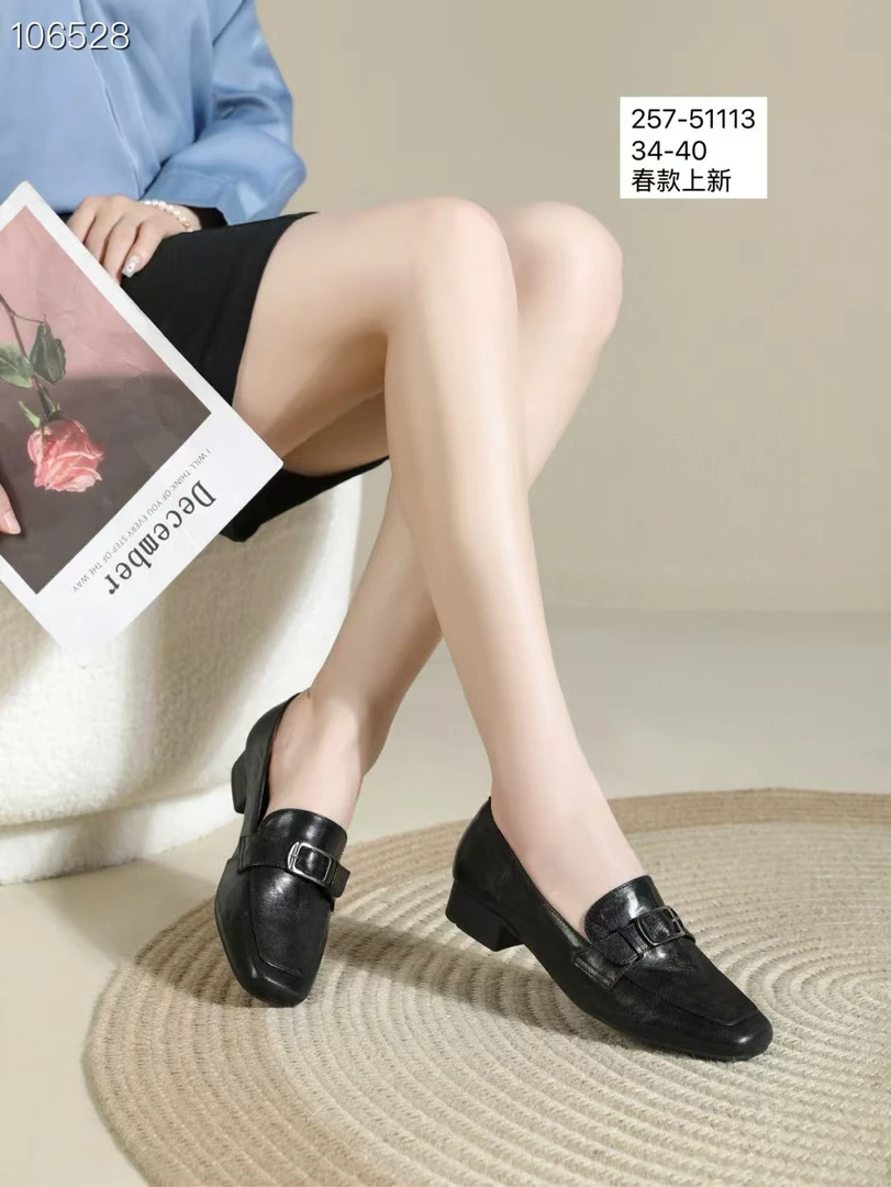 25751113新款高品质手抓纹头层羊皮浅口鞋25752102 2575391