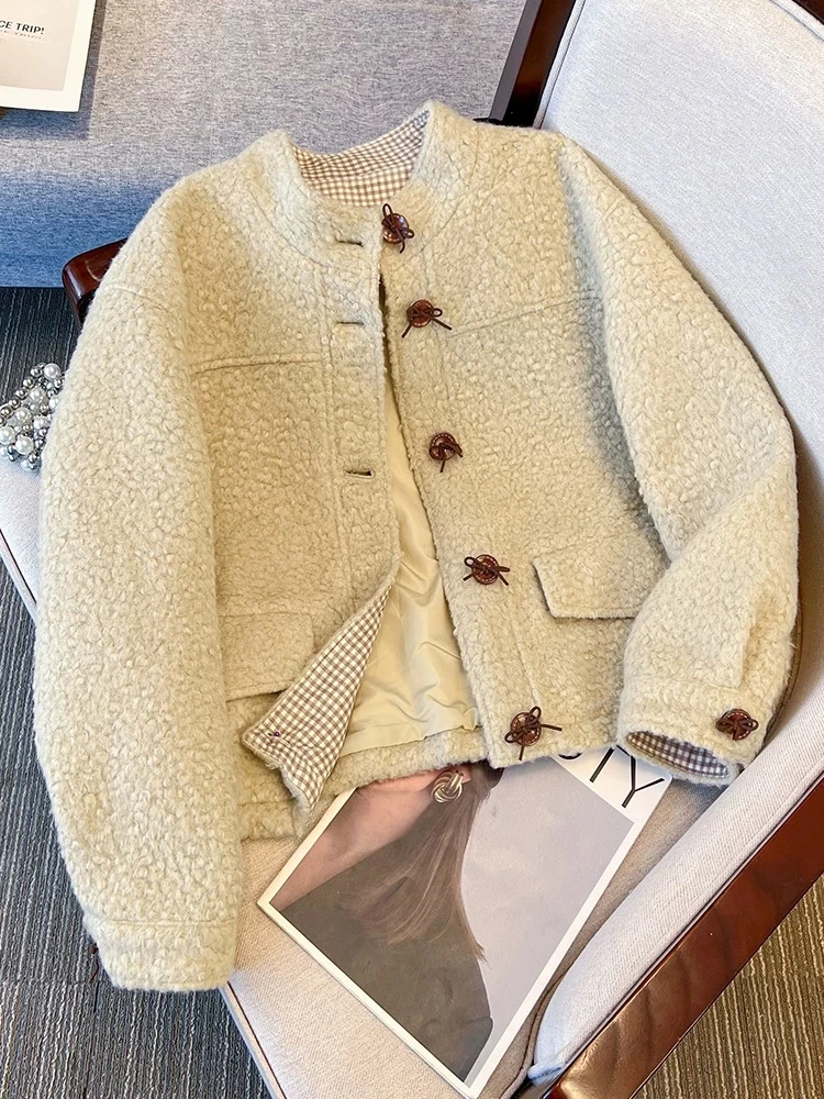 25310#冬季时尚宽松加厚毛毛外套