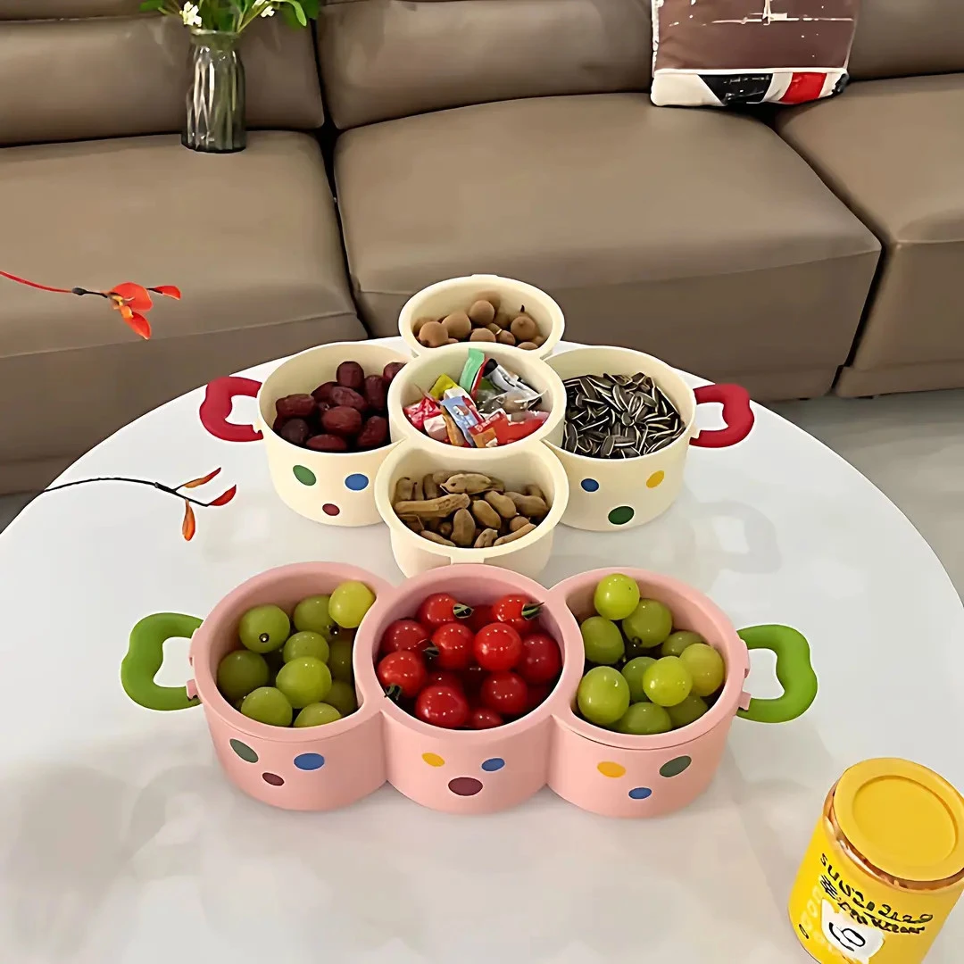 多巴胺双层果盘沥水篮家用客厅桌面茶几摆放盘高颜值分格收纳篮子