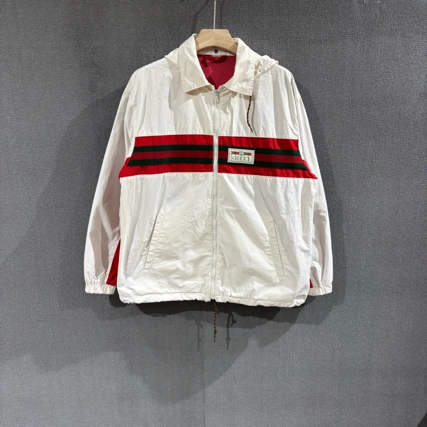 95新 GUCCI/古驰 (pm)拼色条纹徽标字母拉链夹克外套 46码/6253