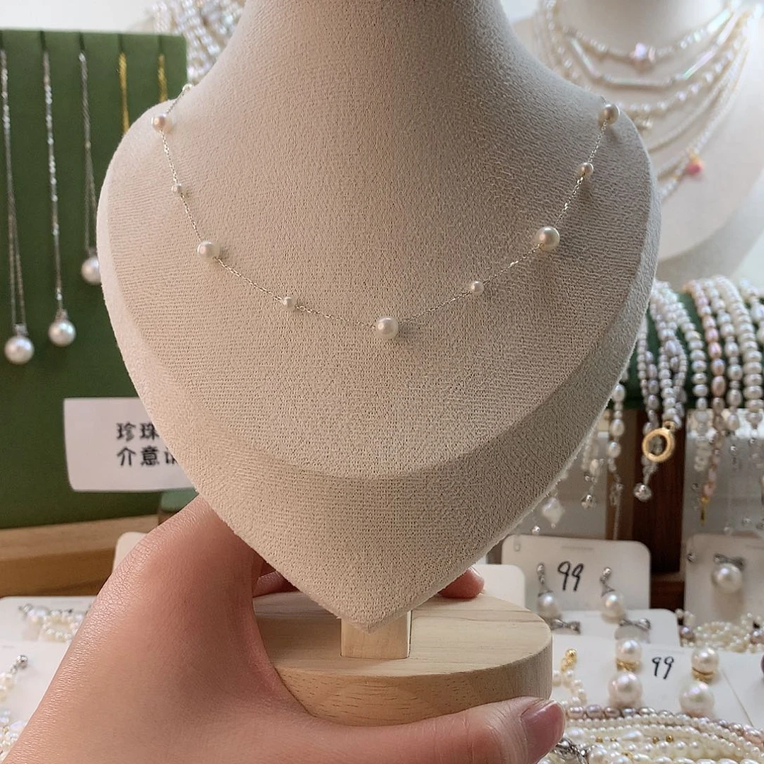 耳饰银S925镶嵌淡水珍珠满天星