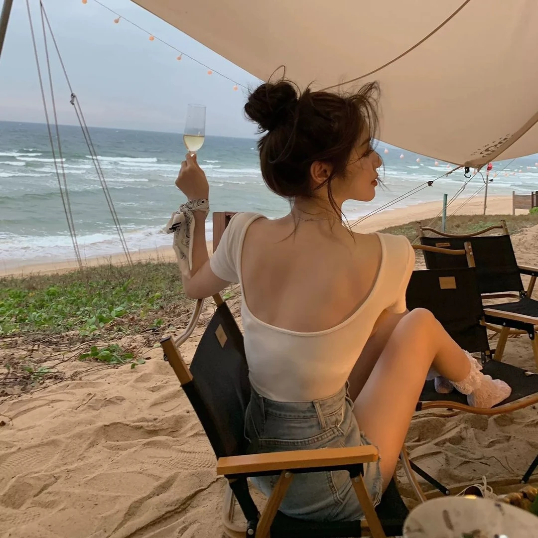 600-699S双U露背自带胸棉不缩水短袖透气T恤无袖韩版外穿背心性感