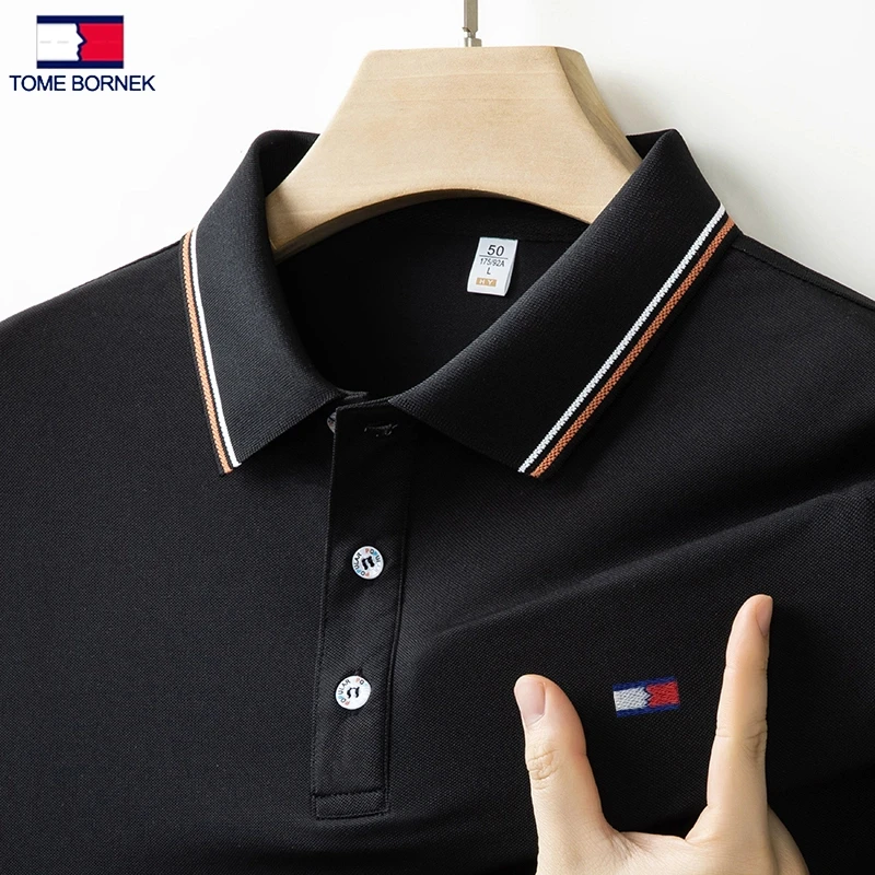 正品汤米希凯利短袖poloT恤男夏季纯色透气男士POLO衫上衣