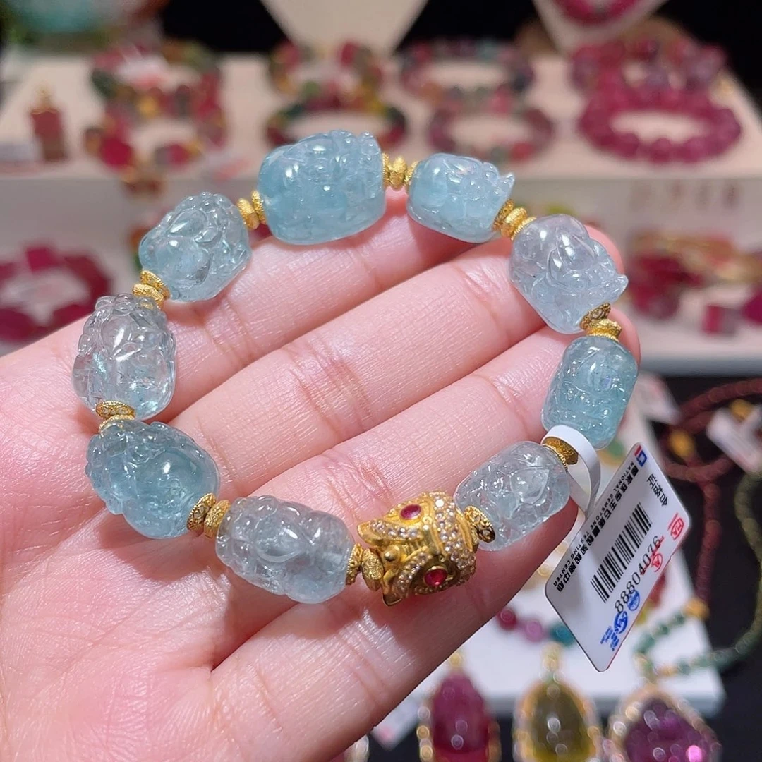 【相传碧玺】18K碧玺貔貅设计款手串 气质轻奢女士小众碧玺手链时尚