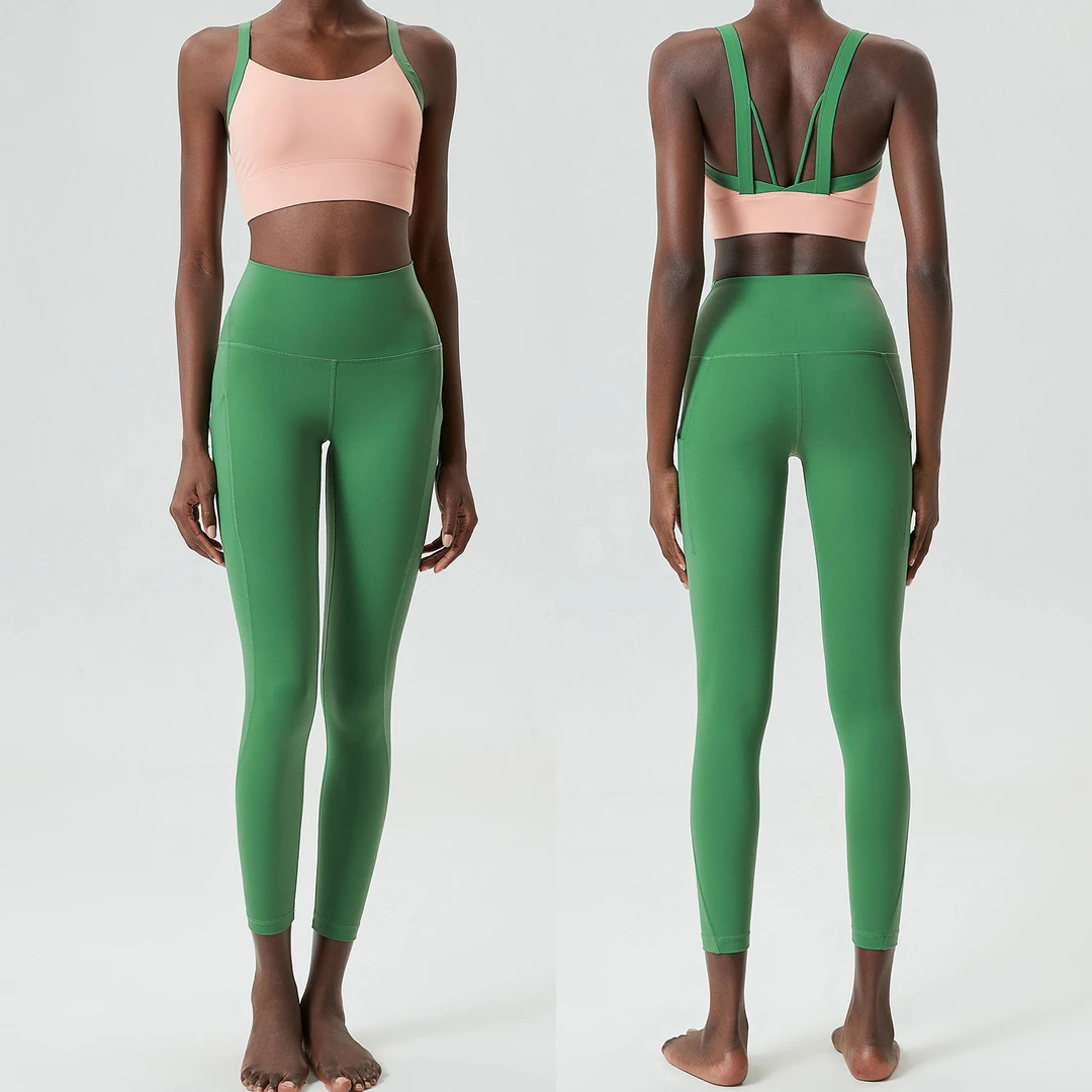 裸感高腰瑜伽裤提臀收腹运动健身裤弹力跑步紧身裤