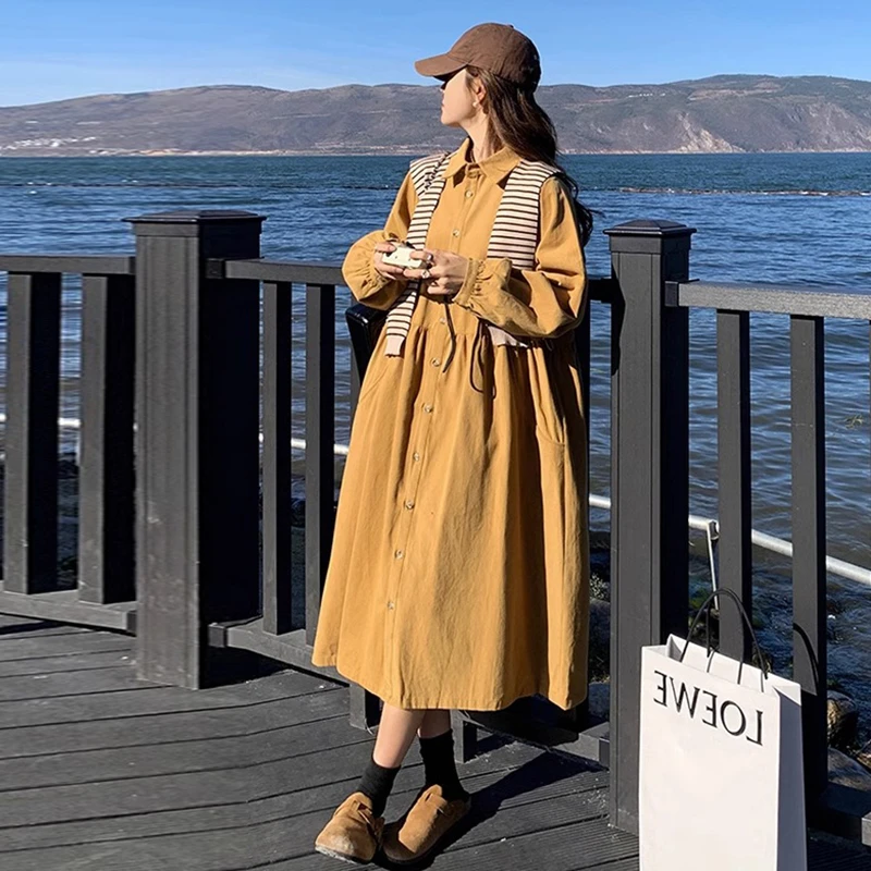 孕妇装2025秋季新款显瘦披肩衬衫孕妇大码宽松法式桔梗茶歇连衣裙