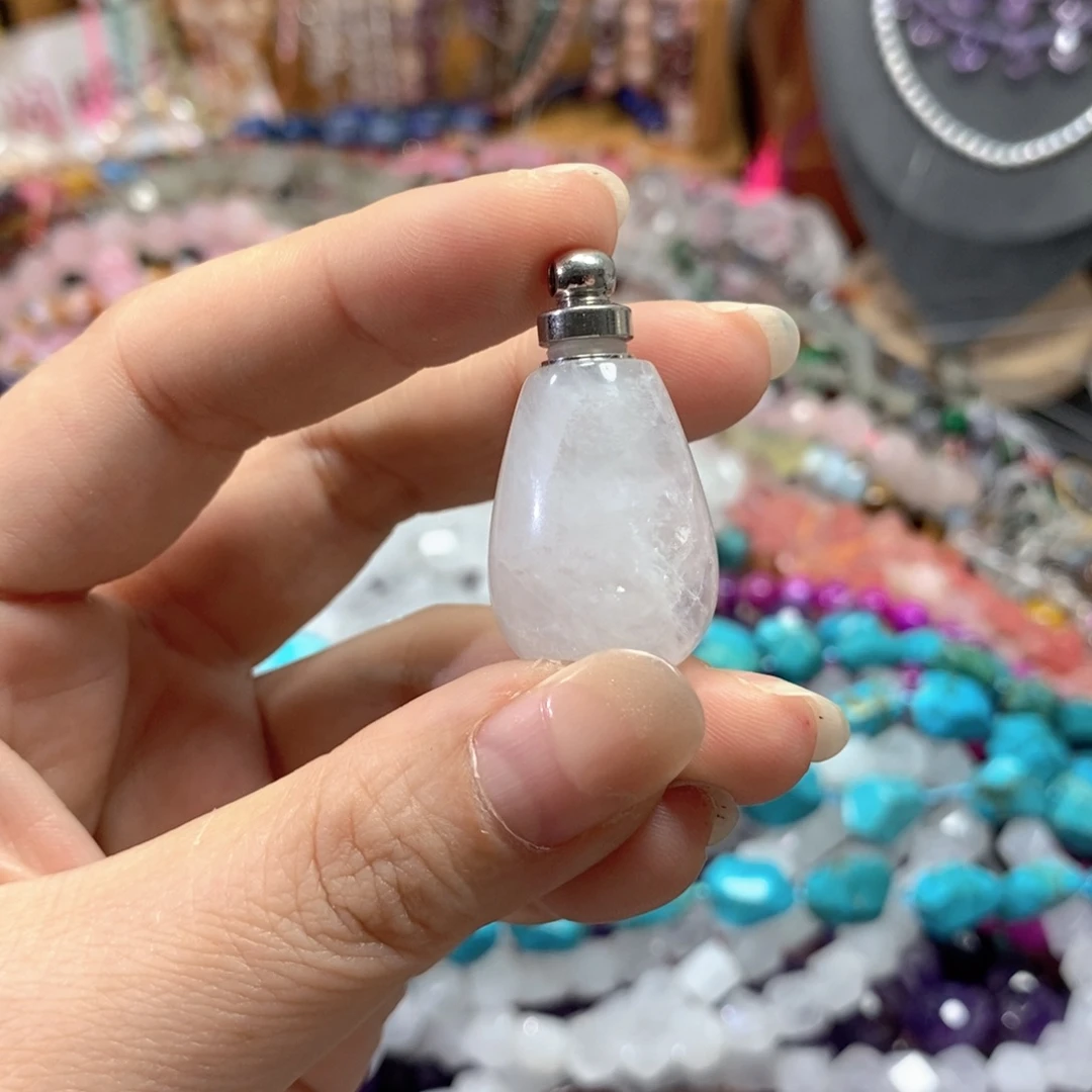 玛瑙/玉髓合金珠宝半成品白水晶香水瓶一颗