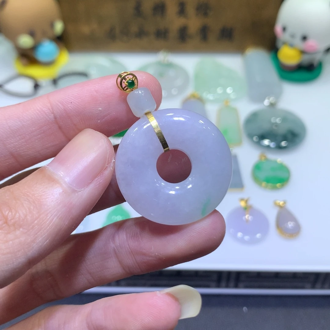 翡翠18K金镶嵌吊坠(不含链)