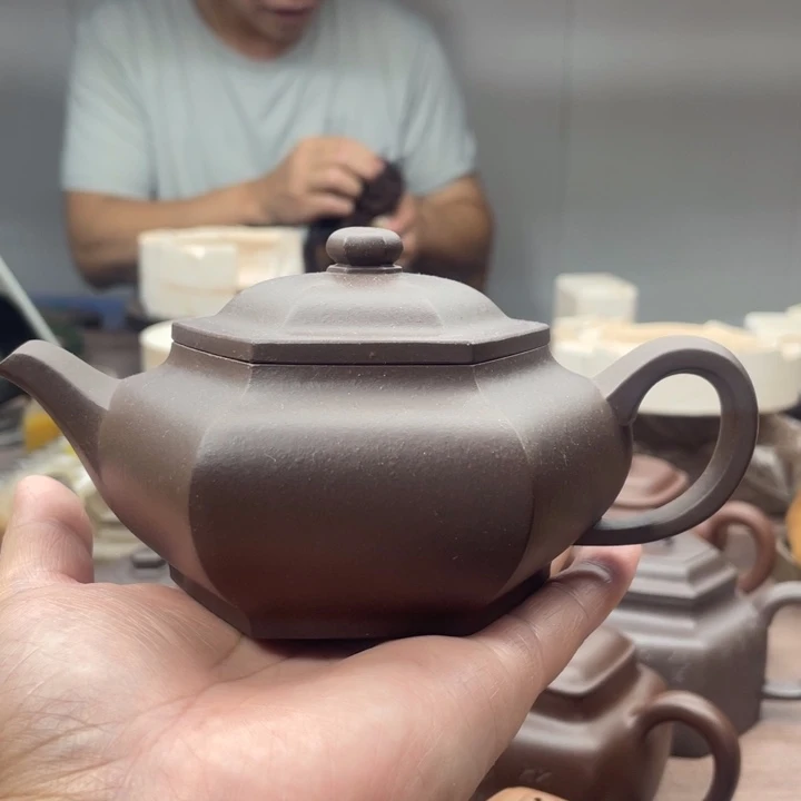 茶壶紫砂大彬六方，紫泥