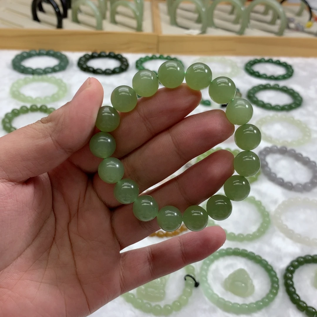 未镶嵌手串和田玉（冰晴绿12）